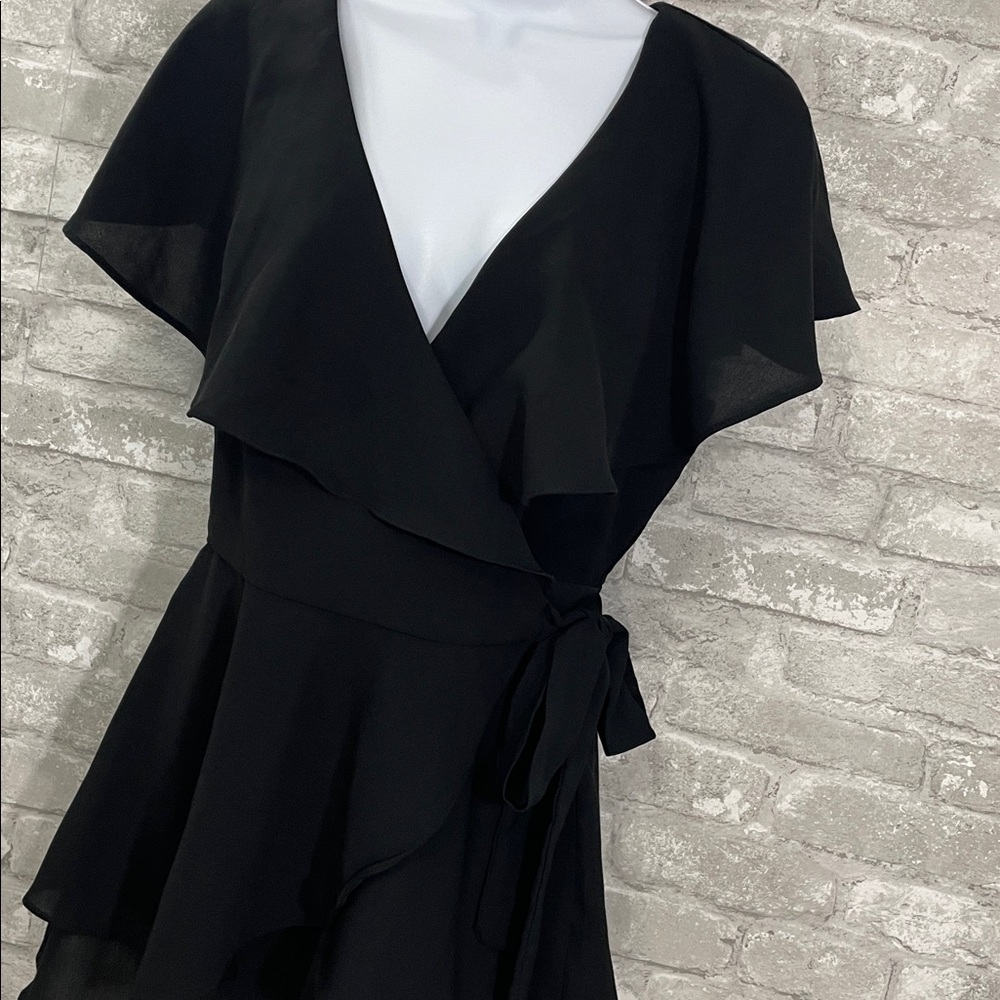 Lulu's Aldrin Black Ruffled Backless Wrap Skort R… - image 4